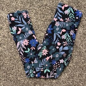 Justice Navy Floral Leggings with Pink & Teal Accents